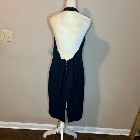 Alex Evenings Blue Halter Sheath Dress with Slit - Picture 4 of 7